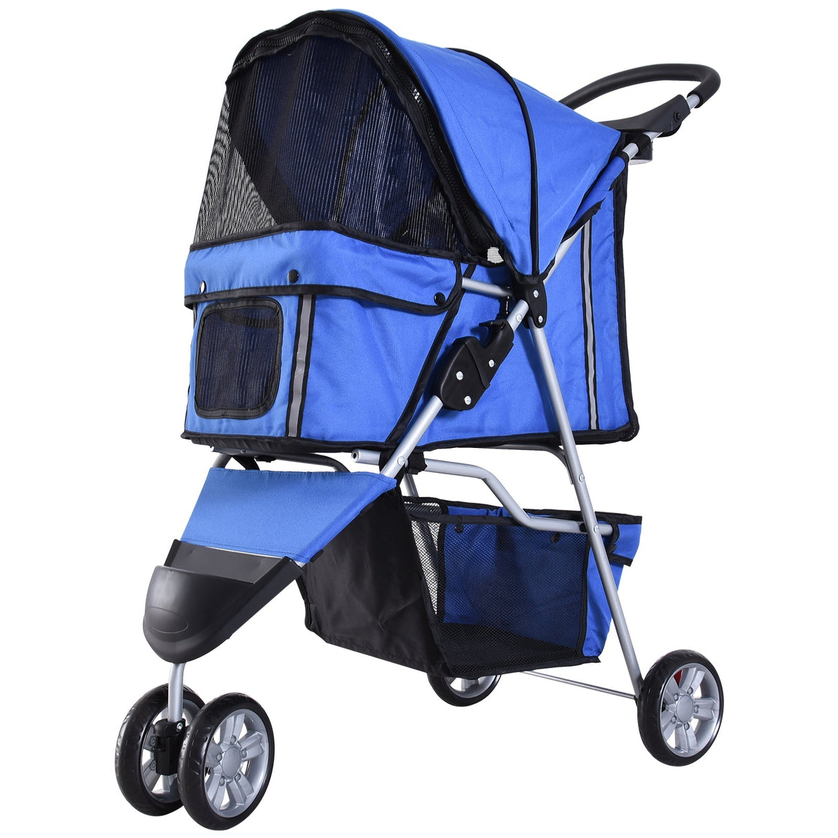 3-Wheel Pet Pram: Compact & Comfortable Pet Stroller For Miniature Dogs, PawHut, Blue