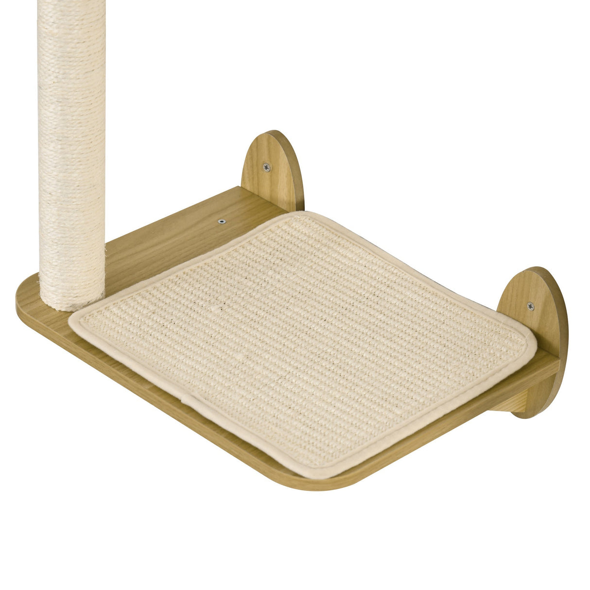 3PCs Wall Mounted Cats Shelves, Cat Climbing Shelf Set, Kitten Activity Center with Jumping Platforms Hammock Scratching Post, Oak, PawHut,