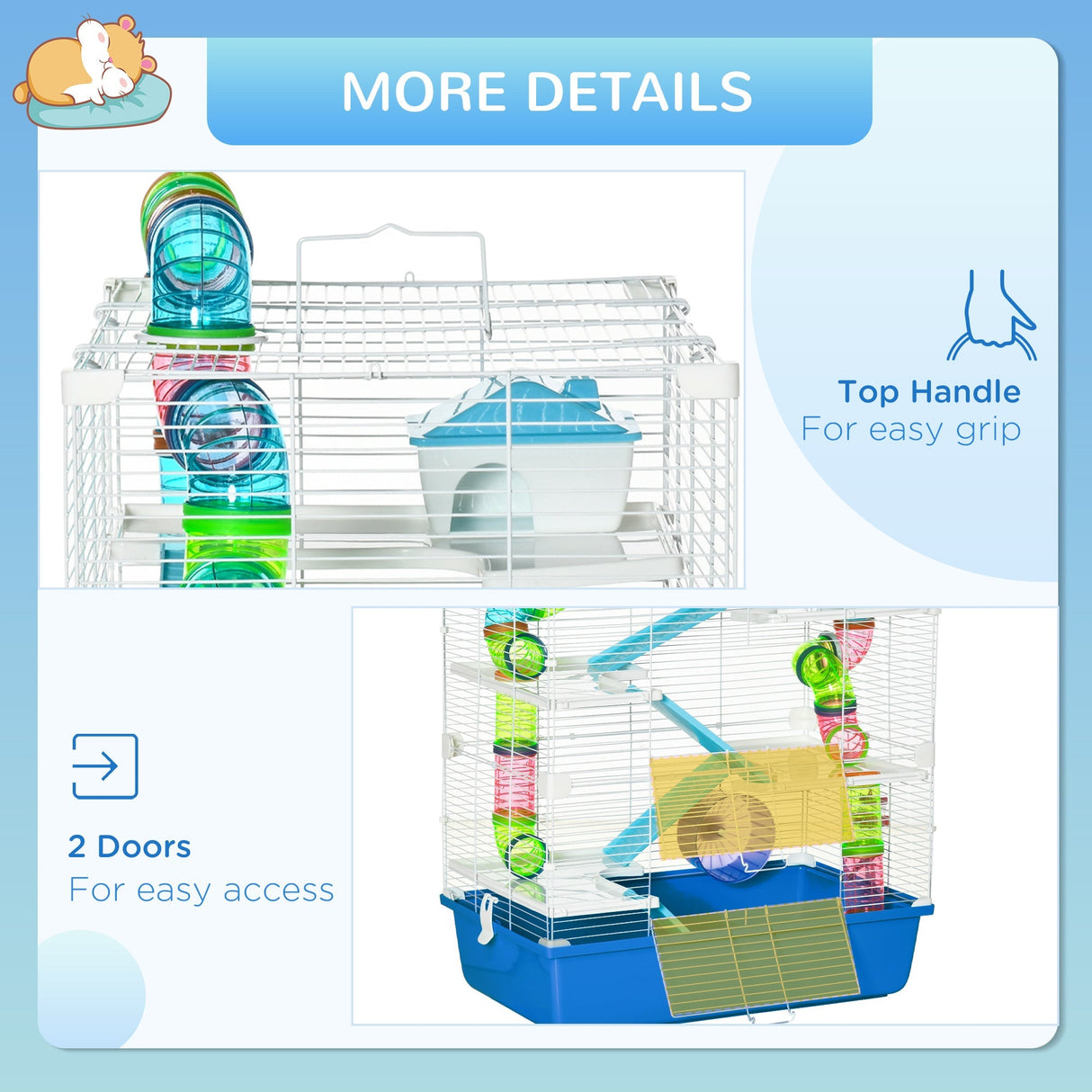 5-Level Spacious Hamster & Gerbil Cage with Accessories, PawHut,
