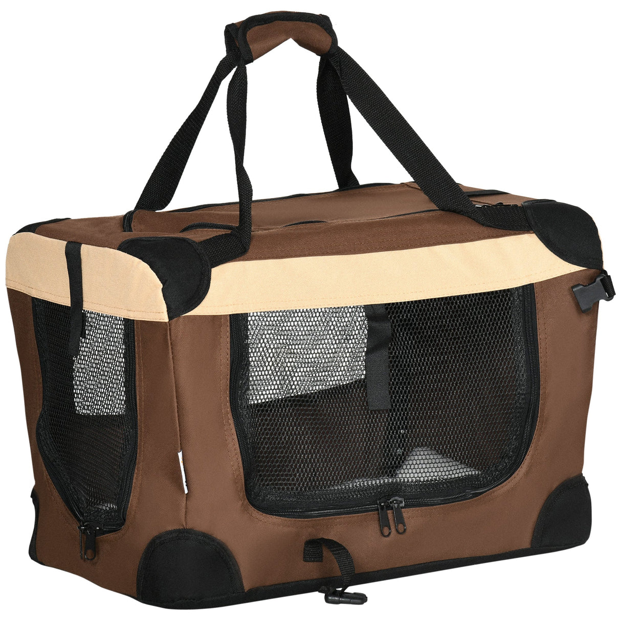 51cm Foldable Pet Carrier, with Cushion, for Mini Dogs and Cats, PawHut, Brown
