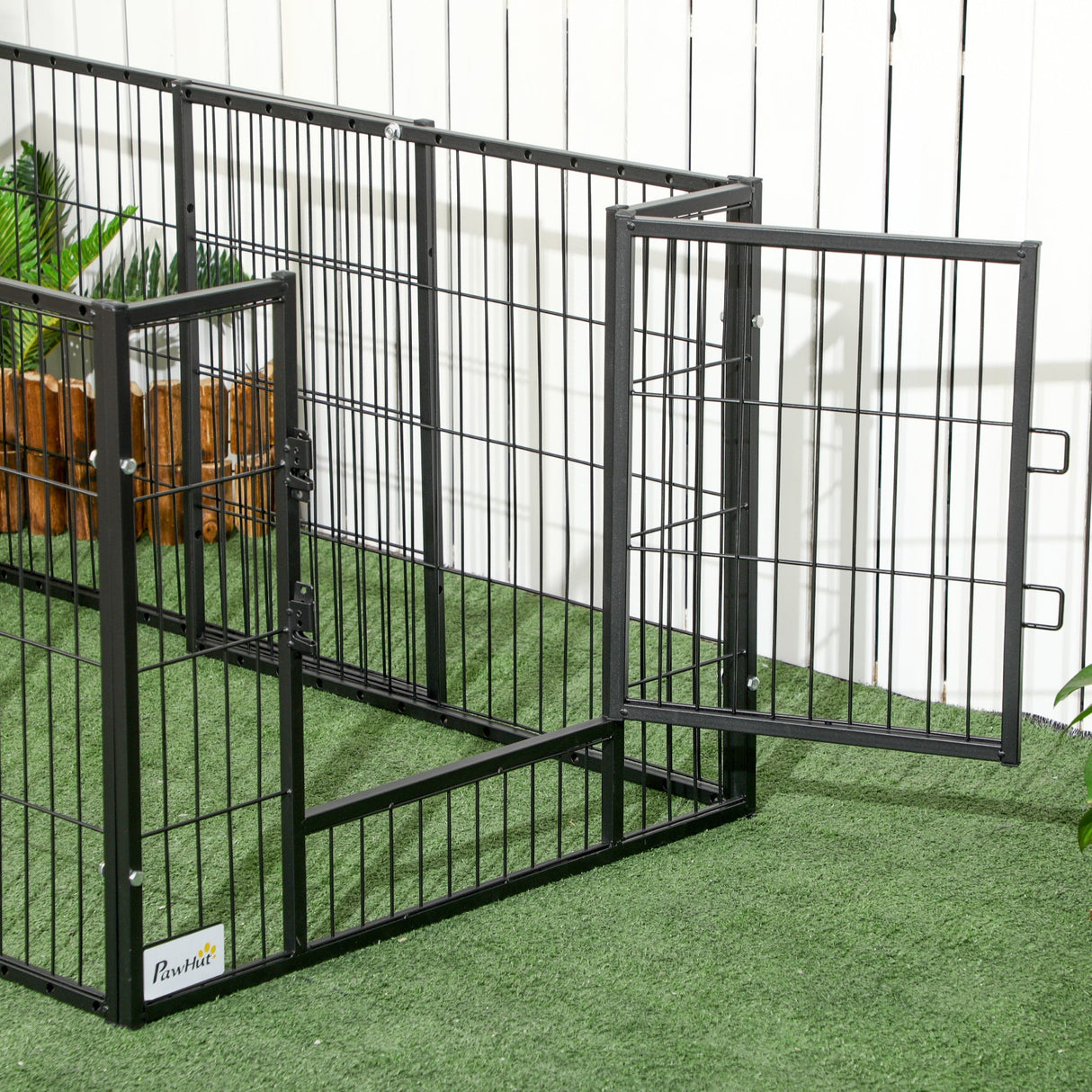 61H cm Heavy Duty Pet Playpen, 6 Panel Exercise Pen for Dogs, Adjustable Length, Indoor Outdoor, Small Sized Dogs, PawHut,
