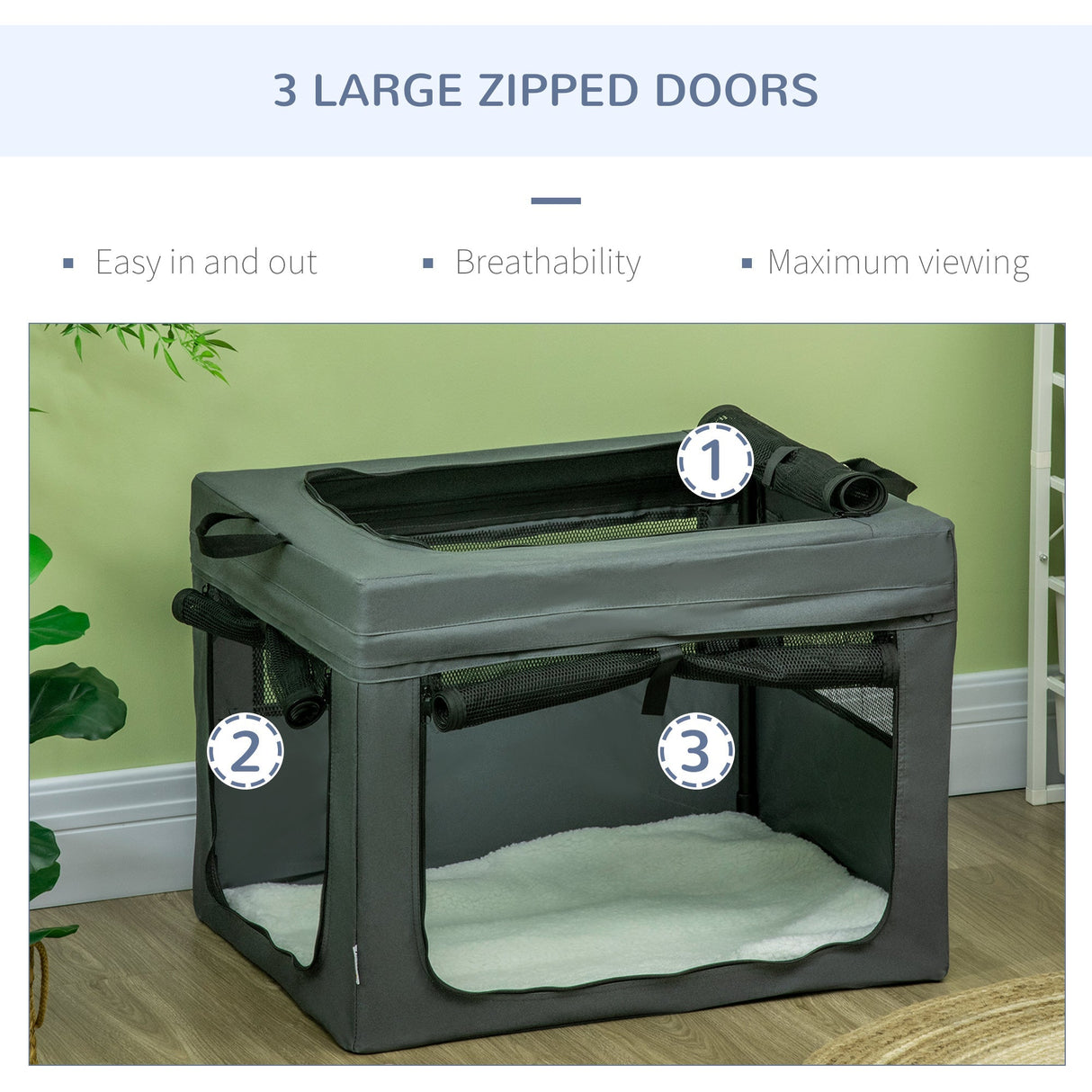 69cm Portable Pet Carrier for Miniature and Small Dogs, PawHut, Grey