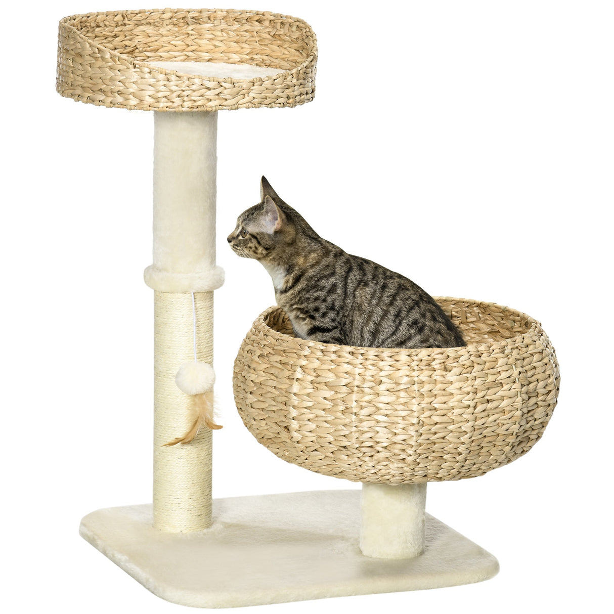 72cm Cat Tree Kitten Tower, with Sisal Scratching Post, Two Beds, Toy Ball, PawHut,