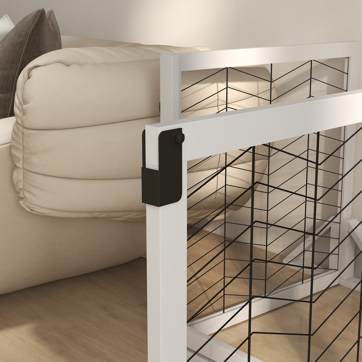 8 Panel Foldable Pet Gate or Playpen with Support Feet - Small and Medium Dogs, PawHut, White