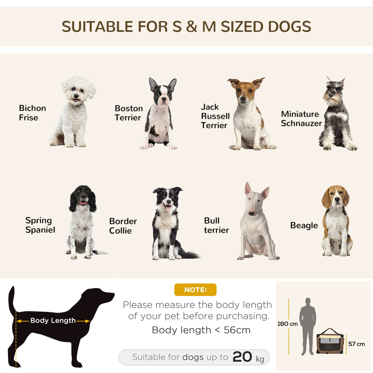 81cm Foldable Carrier for Medium Pets with Cushion, PawHut, Brown