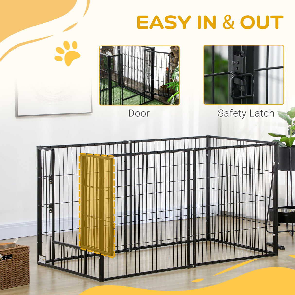 81H cm Heavy Duty Pet Playpen, 6 Panel Exercise Pen for Dogs, Adjustable Length, Small and Medium Sized Dogs, PawHut,
