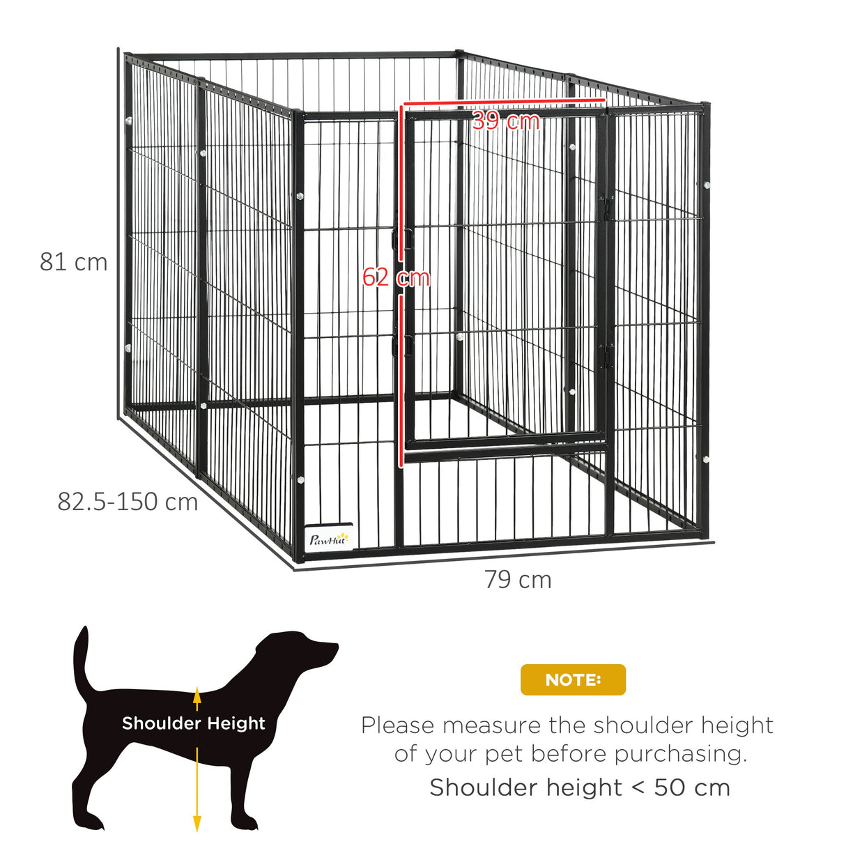 81H cm Heavy Duty Pet Playpen, 6 Panel Exercise Pen for Dogs, Adjustable Length, Small and Medium Sized Dogs, PawHut,