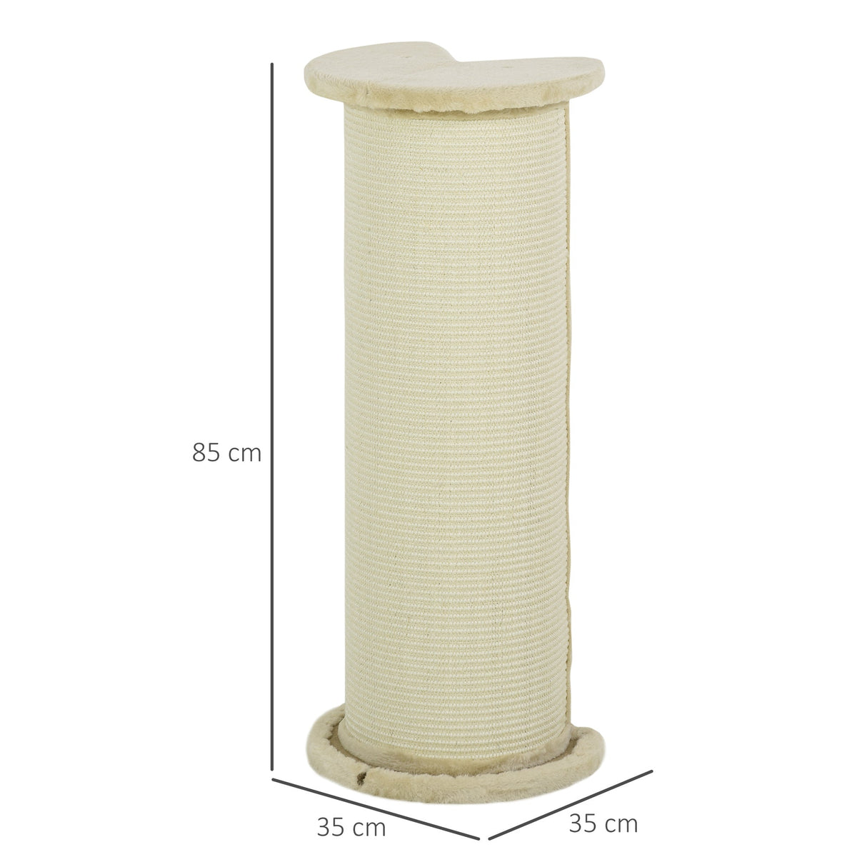 85cm Tall Cat Scratching Post, with Sisal Rope, Soft Plush, Anti Tip - Beige, PawHut,