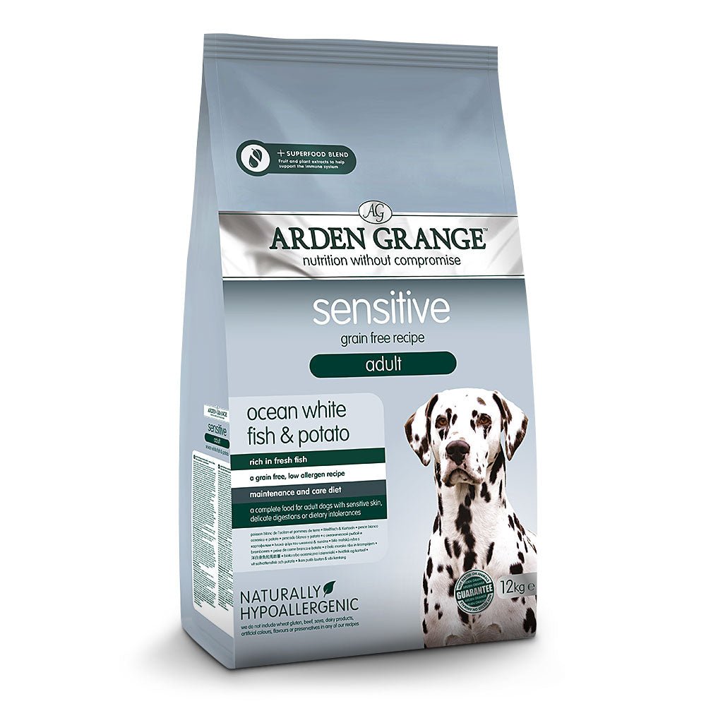Arden Grange Dry Sensitive Adult Grain Free Dog Food Ocean White Fish & Potato, Arden Grange, 12 kg
