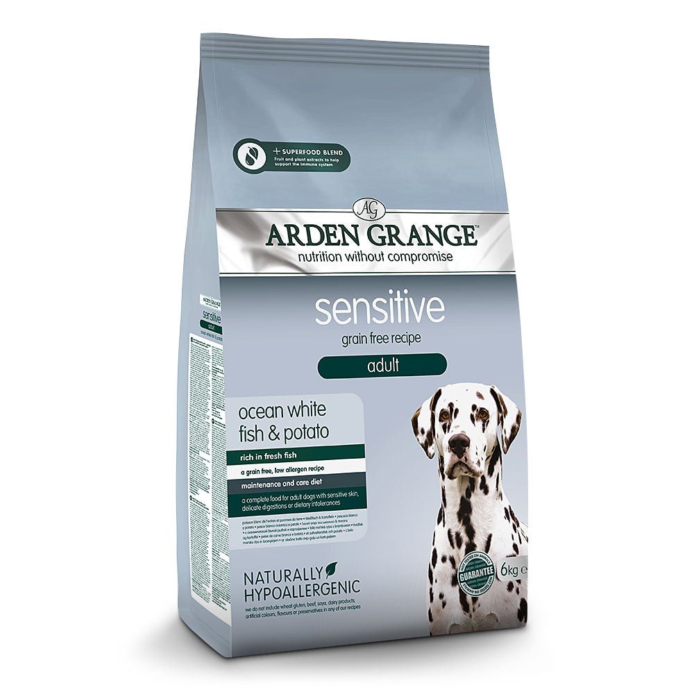 Arden Grange Dry Sensitive Adult Grain Free Dog Food Ocean White Fish & Potato, Arden Grange, 6 kg
