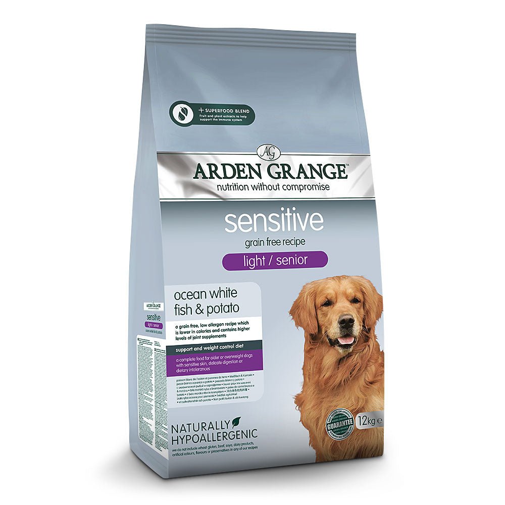 Arden Grange Dry Sensitive Senior/Light Grain Free Dog Food Ocean White Fish & Potato, Arden Grange, 12 kg
