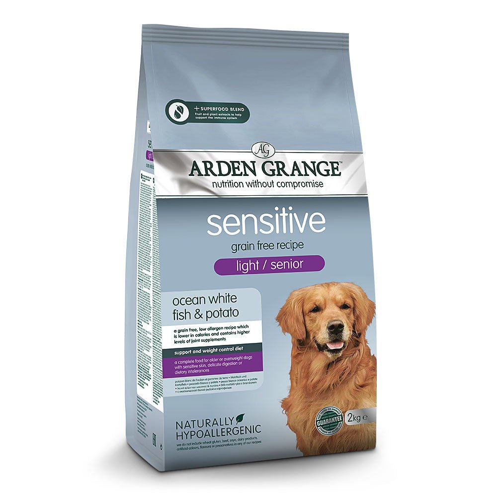 Arden Grange Dry Sensitive Senior/Light Grain Free Dog Food Ocean White Fish & Potato, Arden Grange, 2 kg