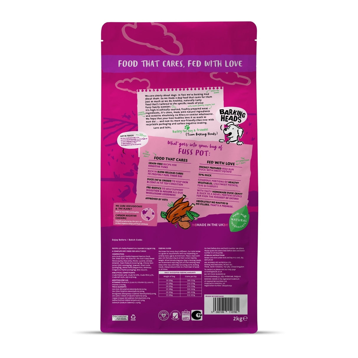 Barking Heads All Hounder Fuss Pot Grain Free Duck, Barking Heads, 4x2kg