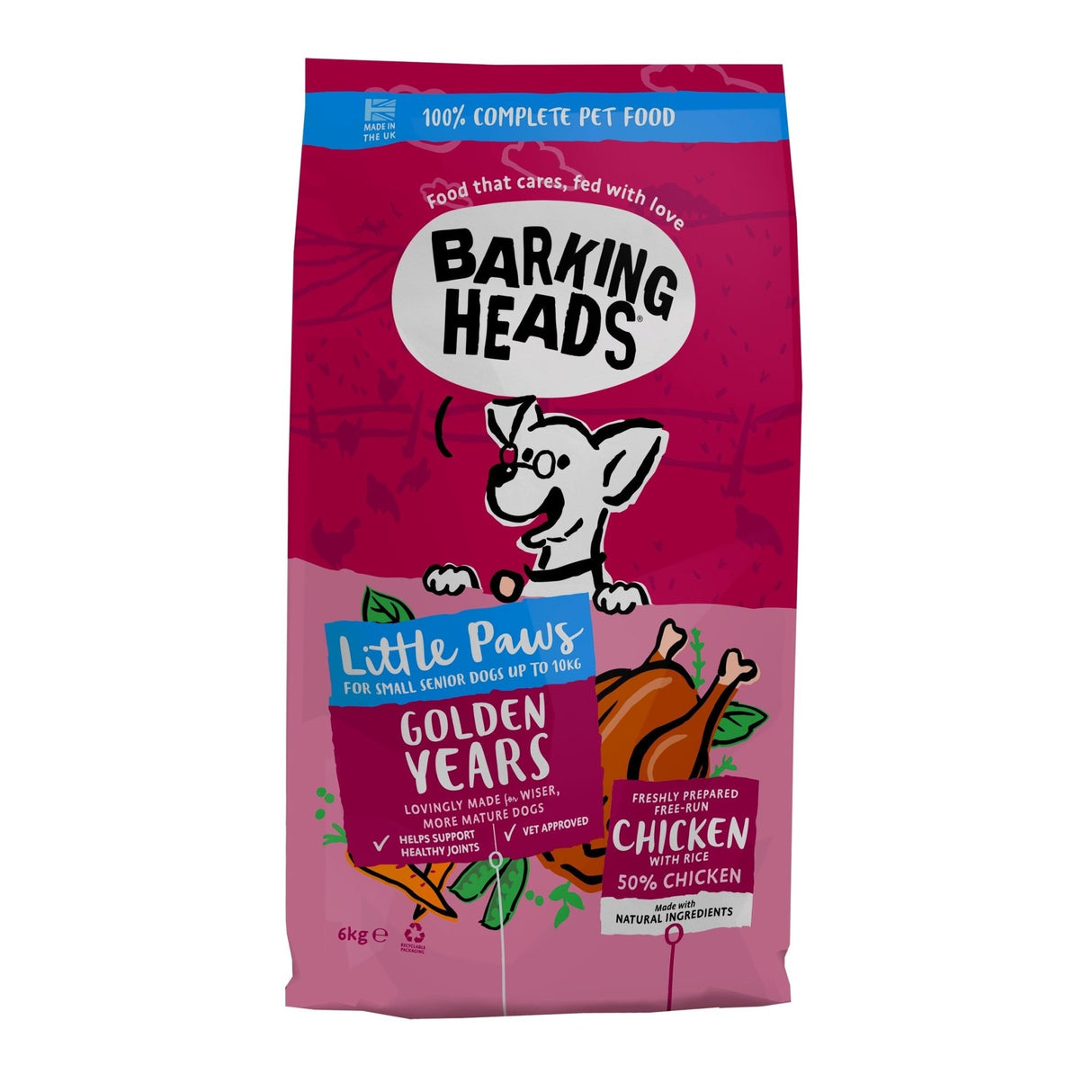 Barking Heads Little Paws Golden Years Chicken 6 kg, Barking Heads,