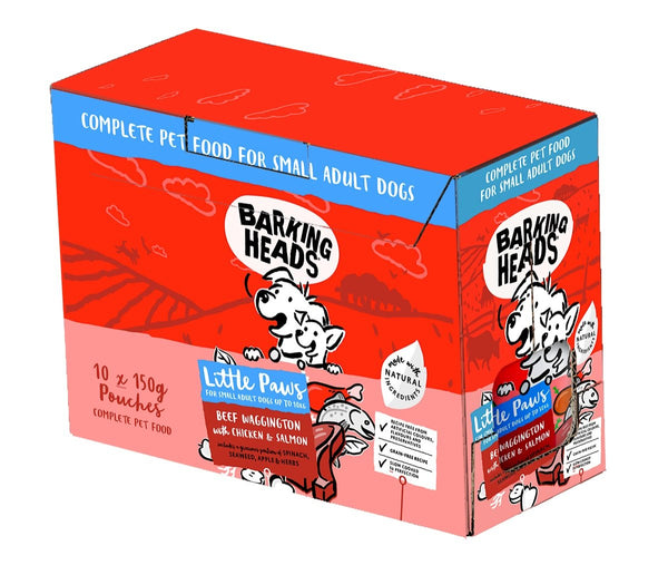 Barking Heads Little Paws Wet Beef Waggington with Chicken & Salmon 10x150g