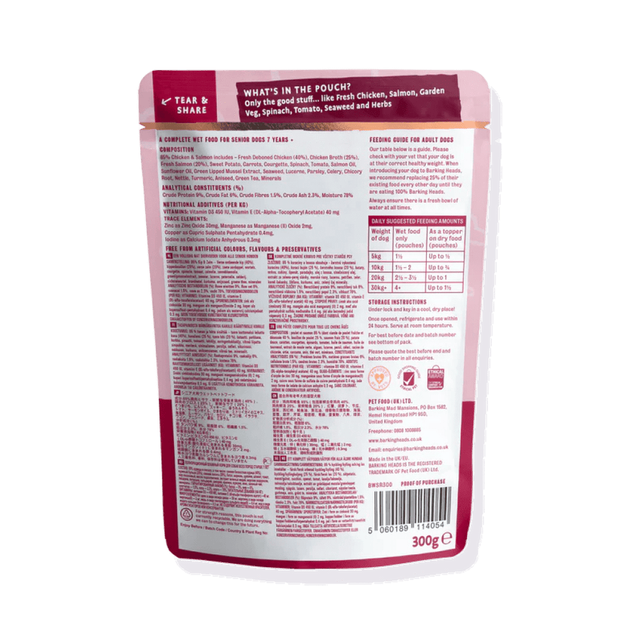 Barking Heads Wet Golden Years Grain Free Dog Food 10x300g, Barking Heads,