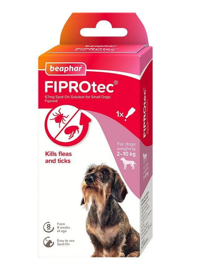 Beaphar FIPROtec Flea & Tick Spot On for Small Dogs, Beaphar, 1 pipette x 6