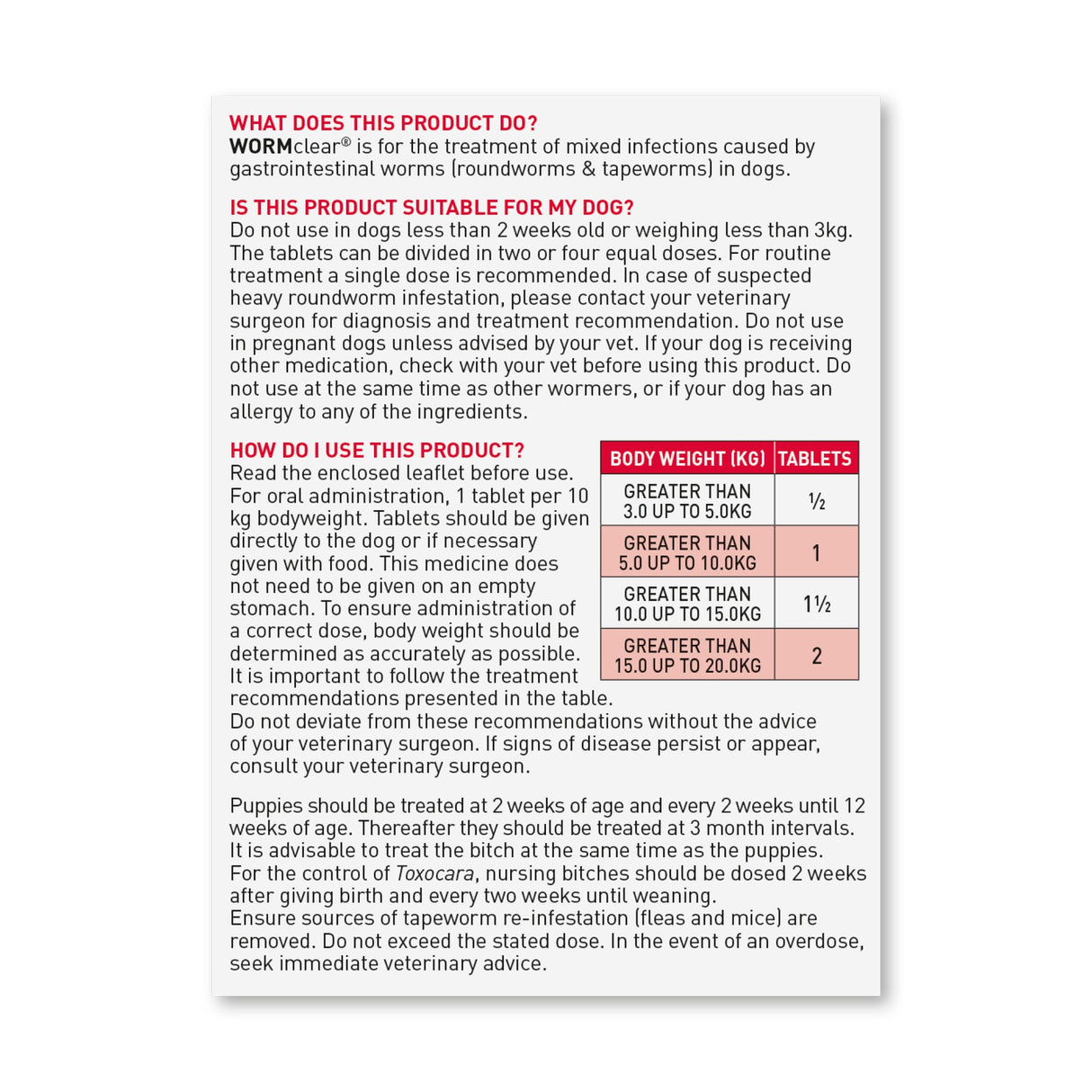 Beaphar WORMclear Worming Tablets for Dogs (up to 20kg) (x6), Beaphar,