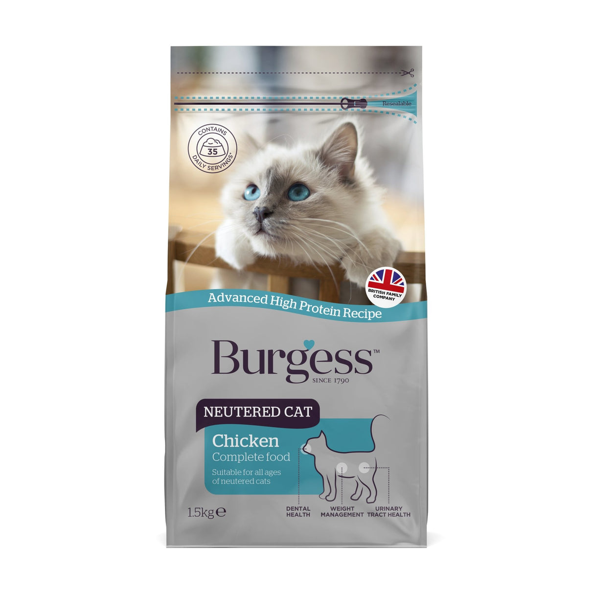 Burgess Neutered Cat Chicken, Burgess, 1.5 kg