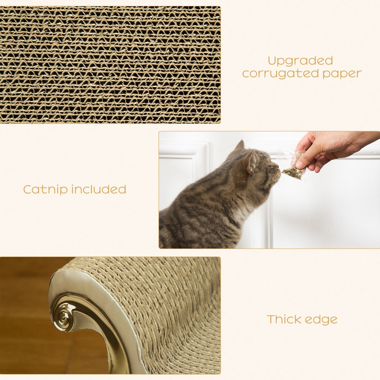 Cat Corrugated Paper Scratching Bed Pad Board Toy Pet Furniture with Catnip Brown, PawHut,