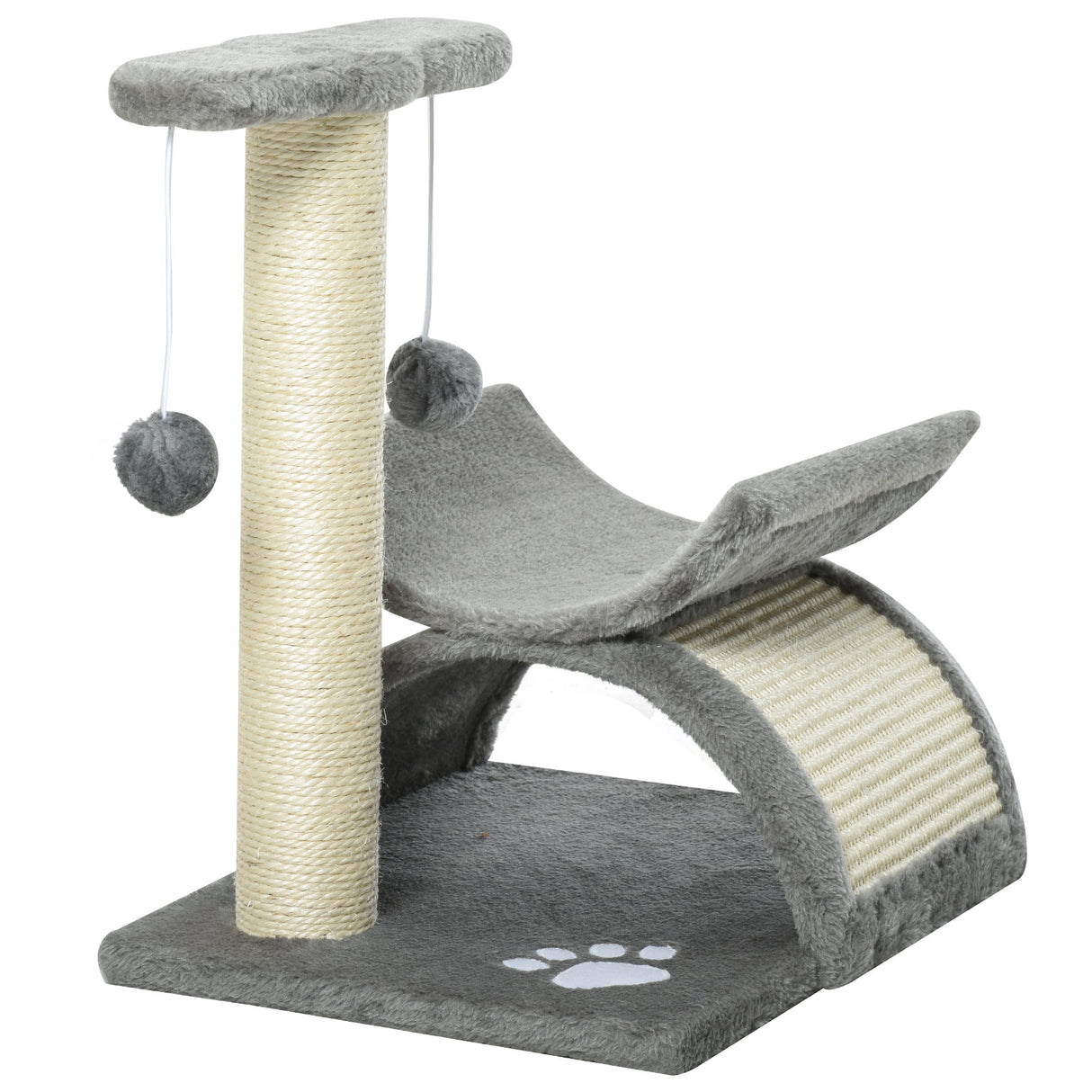 Cat Tree, Cat Tower for Kittens, Small Cat Condo with Rotatable Top Bar, Sisal Scratching Post, Tunnel, Dangling Balls, PawHut, Brown