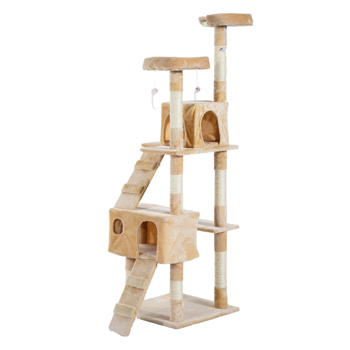 Cat Tree Scratching House, Activity Play Centre, PawHut, Beige