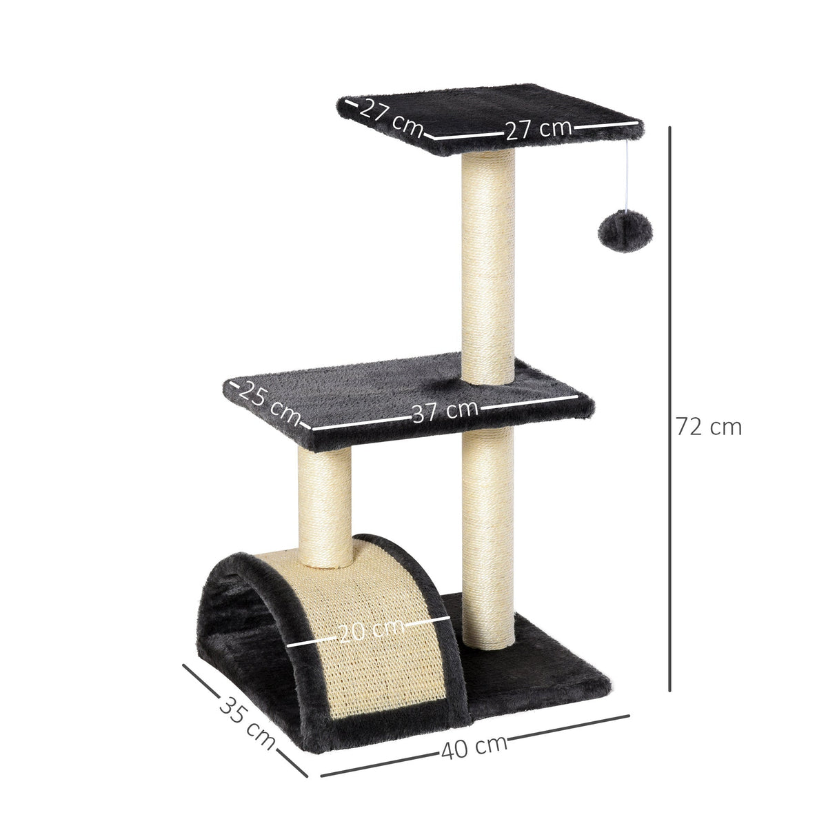 Cat tree Tower 72cm Climbing Activity Centre Kitten-Grey, PawHut,