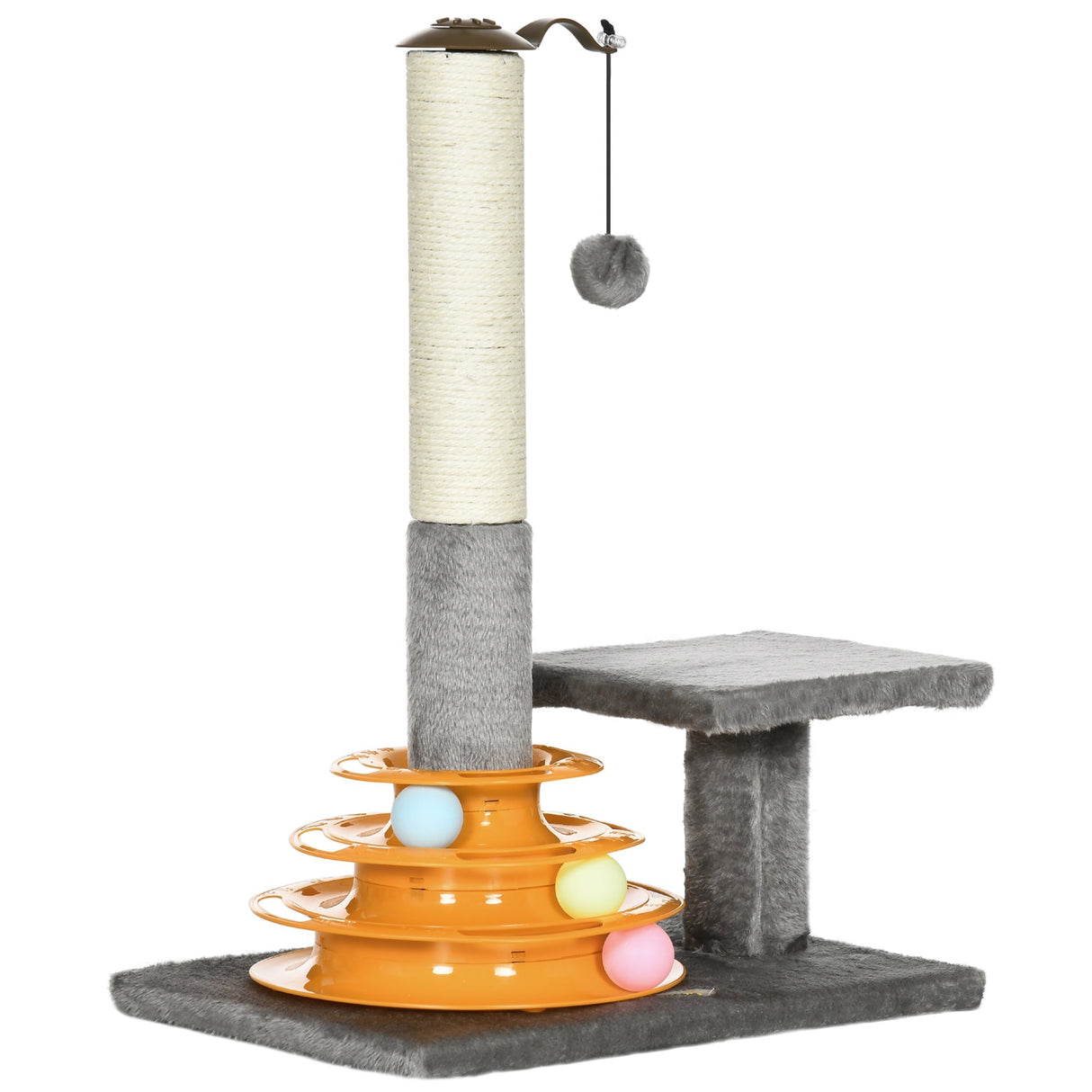 Cat Tree Tower Activity Center Climbing Stand Kitten House Furniture with Scratching Posts Toy abd Perch 56cm Grey, PawHut,