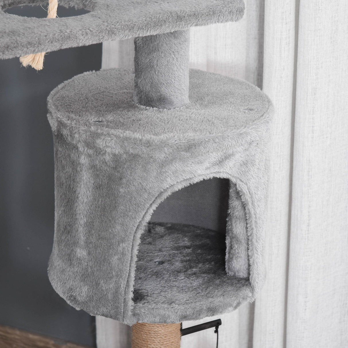 Cat Tree Tower for Indoor Cats 120cm Climbing Kitten Activity Center with Jute Scratching Post Perch Hanging Ball Hammock Teasing Rope Condo Toy Light Grey, PawHut,