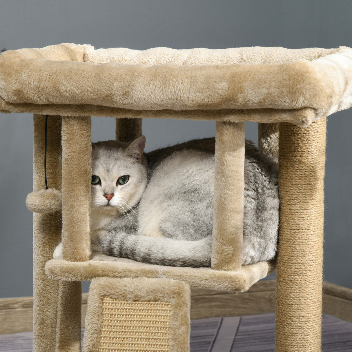 Cat Tree Tower for Indoor Cats Cat Scratching Post Climbing Activity Centre w/Jute Scratching Pad, Toy Ball, Cat House, PawHut, Coffee