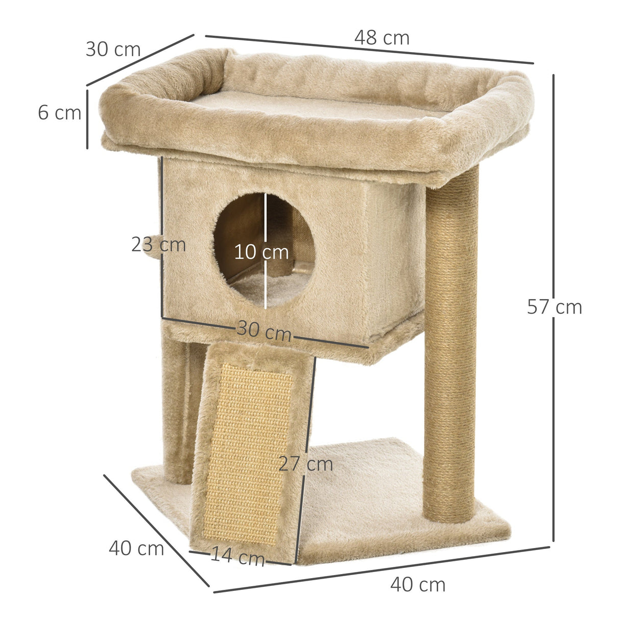 Cat Tree Tower for Indoor Cats Cat Scratching Post Climbing Activity Centre w/Jute Scratching Pad, Toy Ball, Cat House, PawHut, Coffee