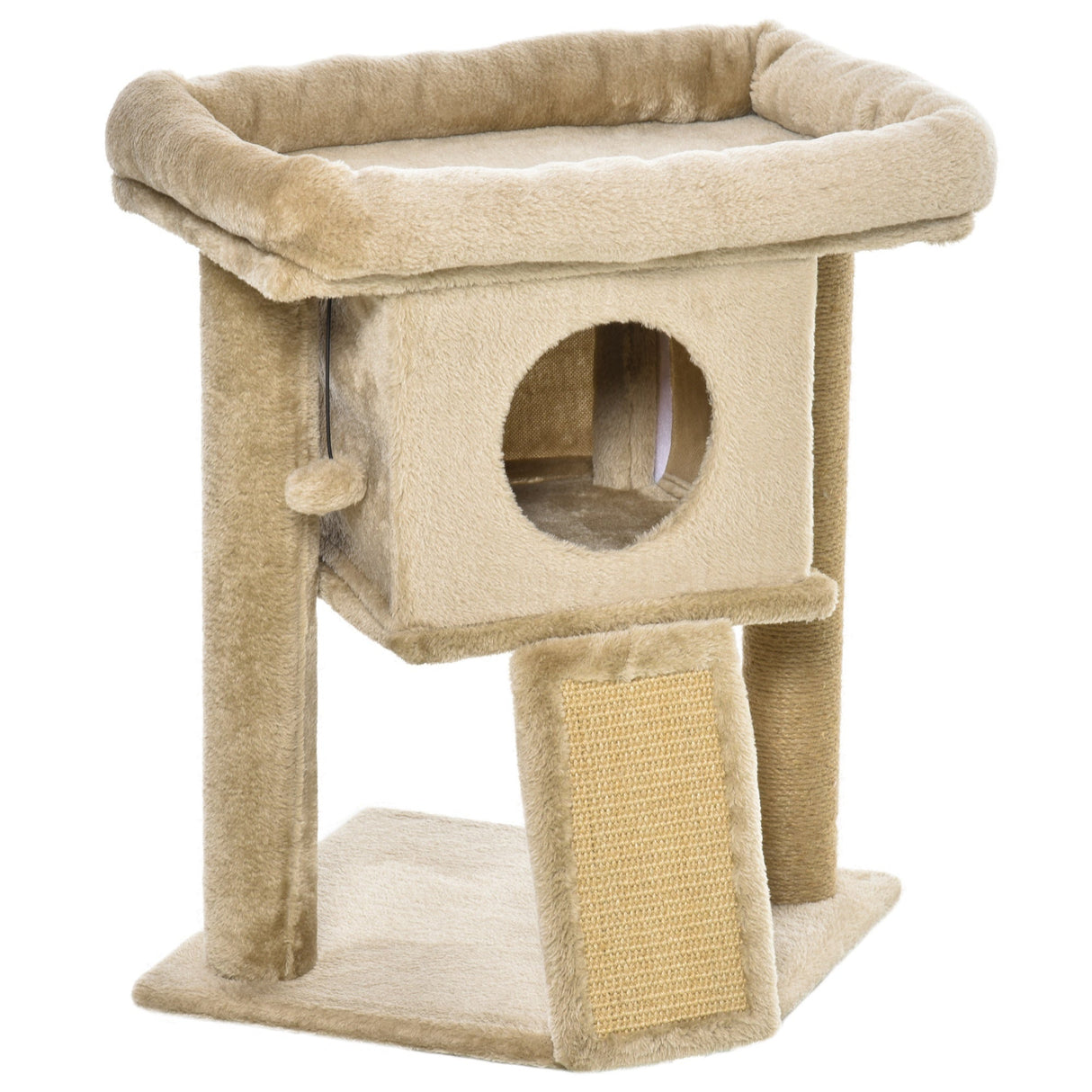 Cat Tree Tower for Indoor Cats Cat Scratching Post Climbing Activity Centre w/Jute Scratching Pad, Toy Ball, Cat House, PawHut, Coffee