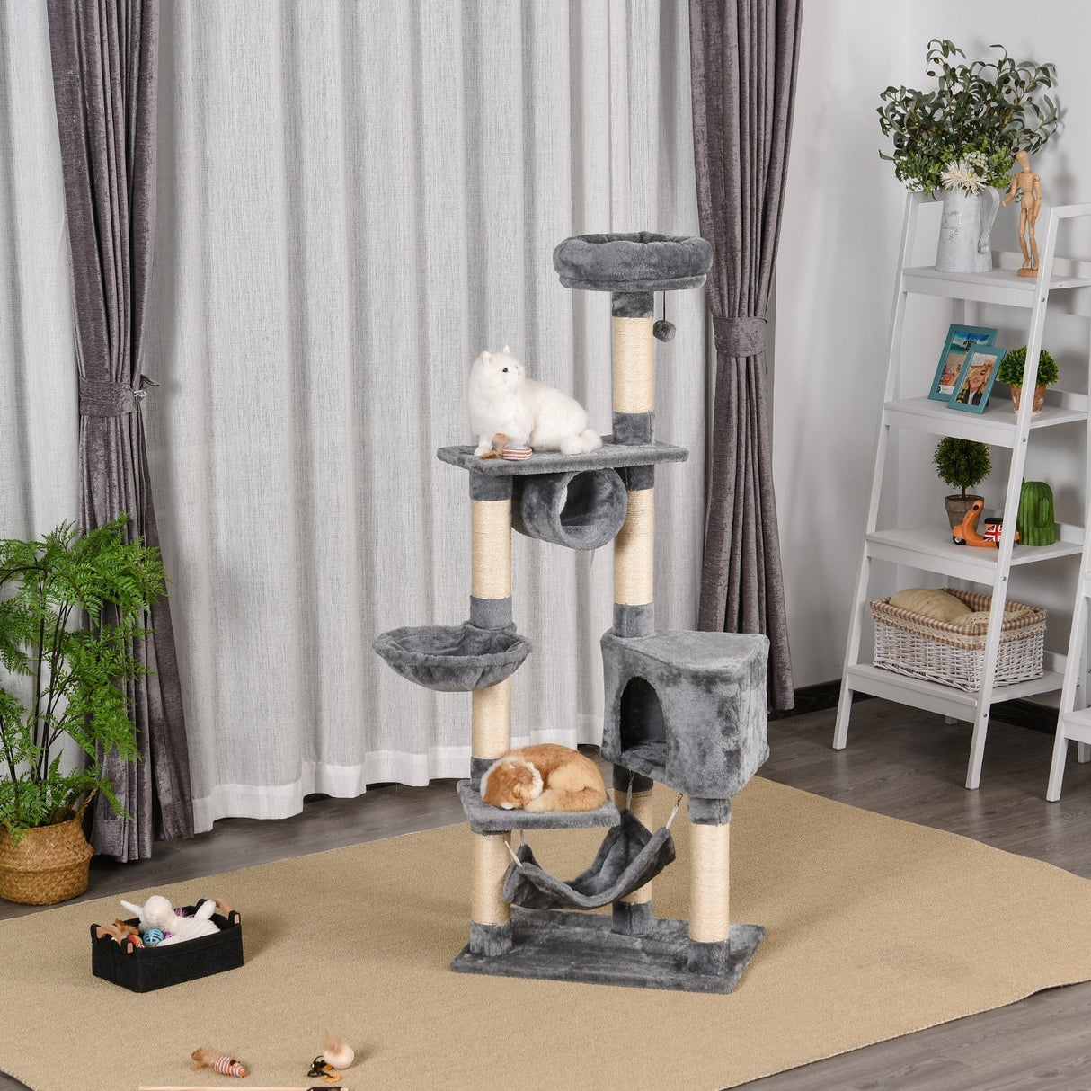 Cat Tree Tower Height 150CM Kittens Activity Stand House Scratching Posts, PawHut,
