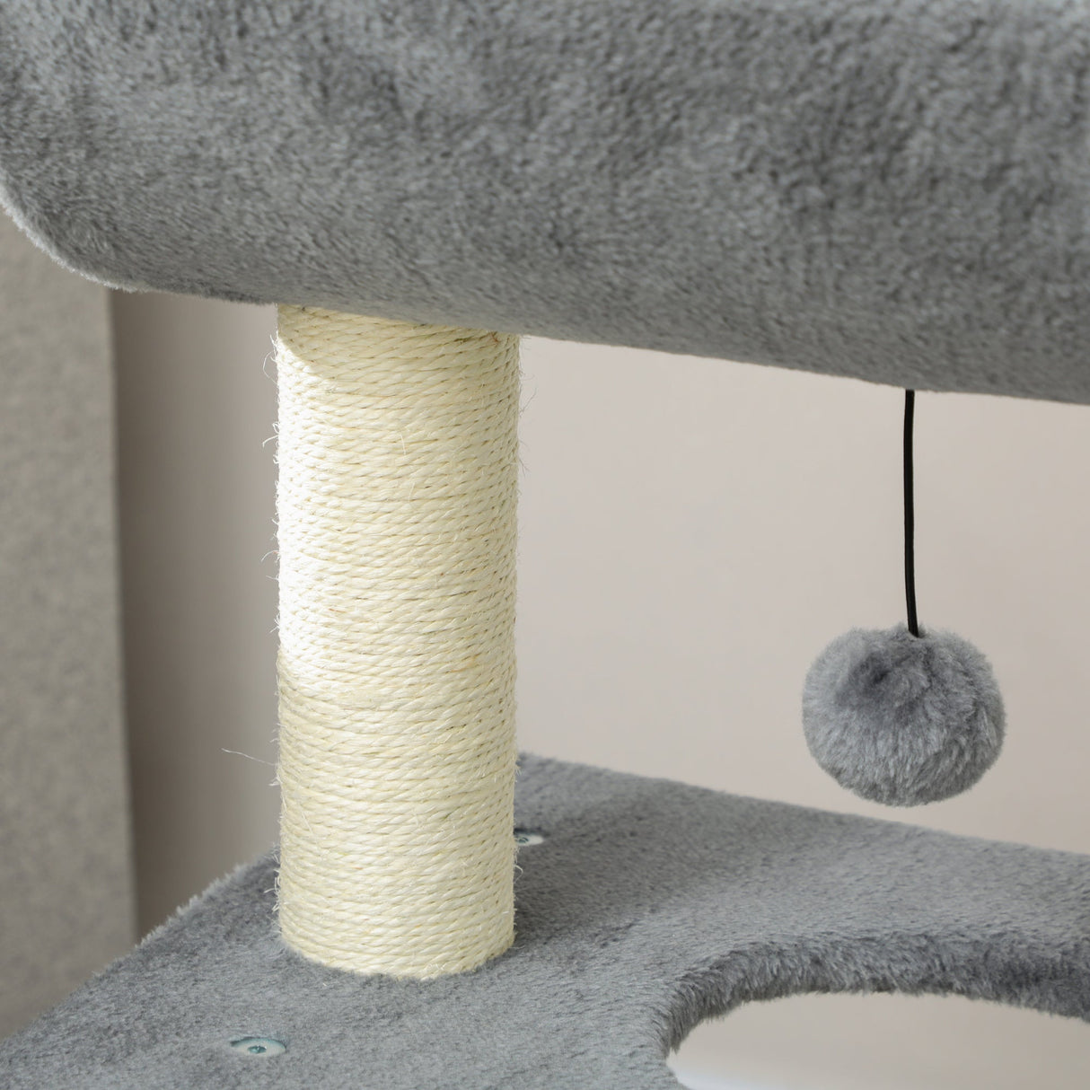 Cat Tree, with Scratching Posts, Pad, Bed, Perch and Ball, PawHut, Light Brown