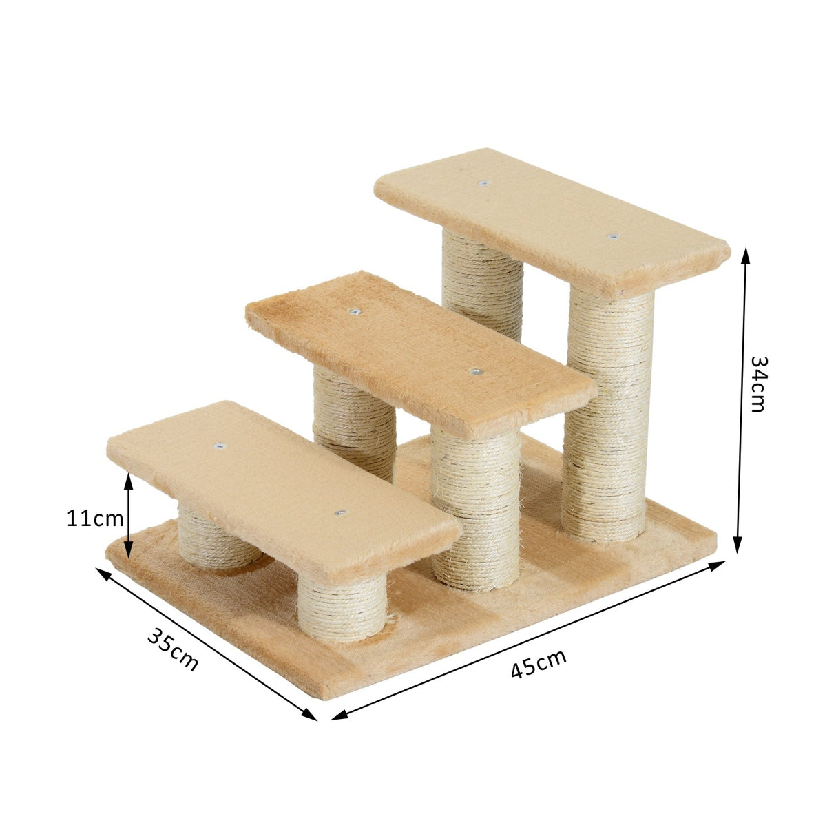Cats 3-Tier Particle Board Stair Scratch Tree Beige, PawHut,