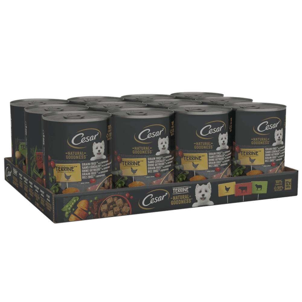 Cesar Natural Goodness Tins Mixed Selection In Loaf 12x400g, Cesar,