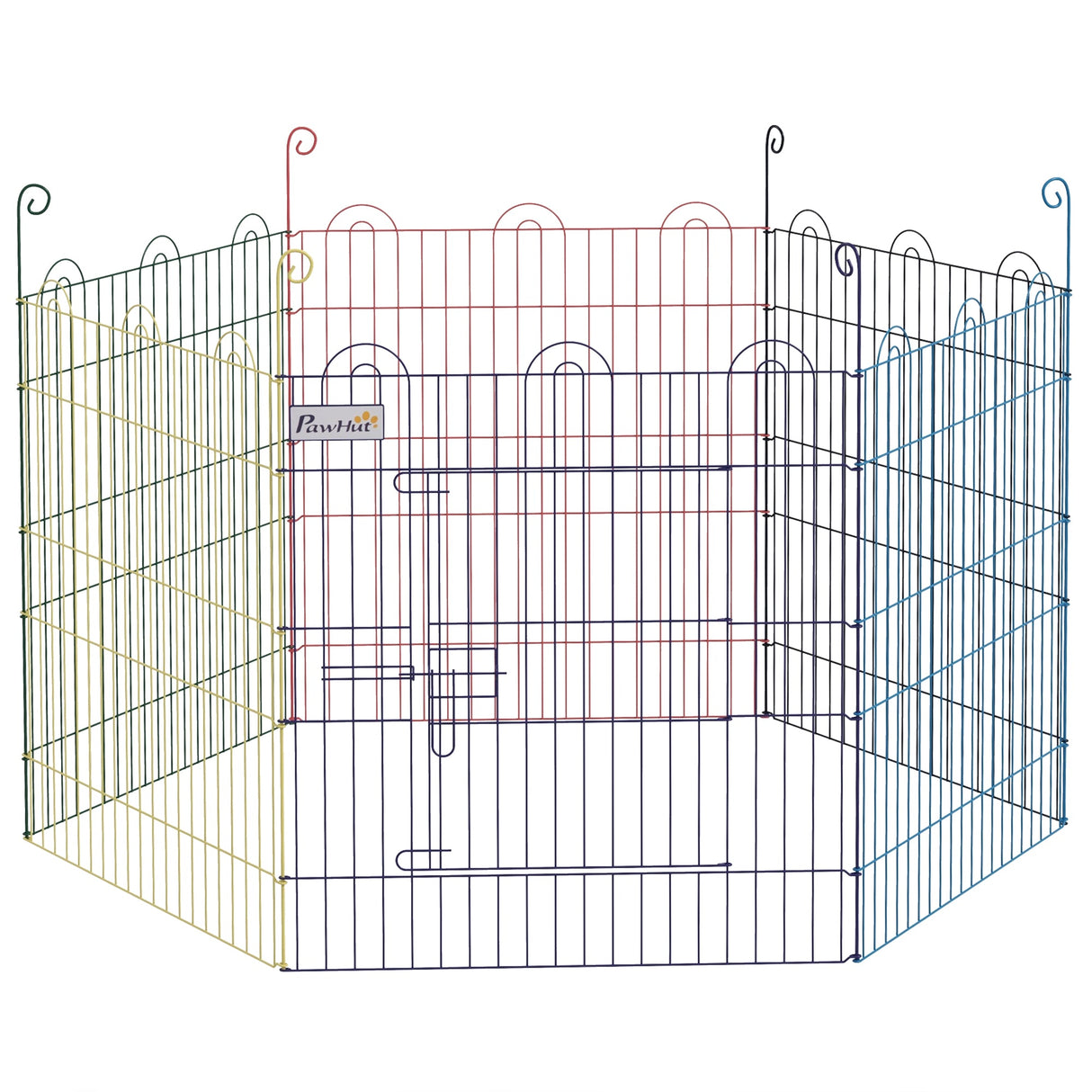 Colourful 6-Panel Pet Playpen with Door for Indoors and Outdoors, PawHut,