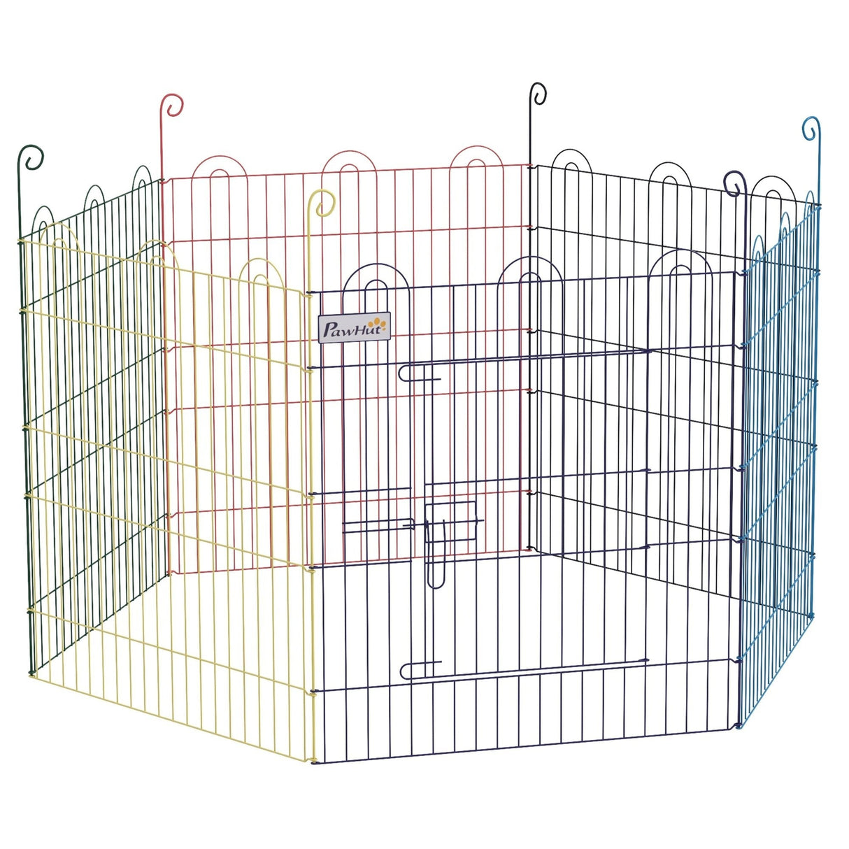 Colourful 6-Panel Pet Playpen with Door for Indoors and Outdoors, PawHut,
