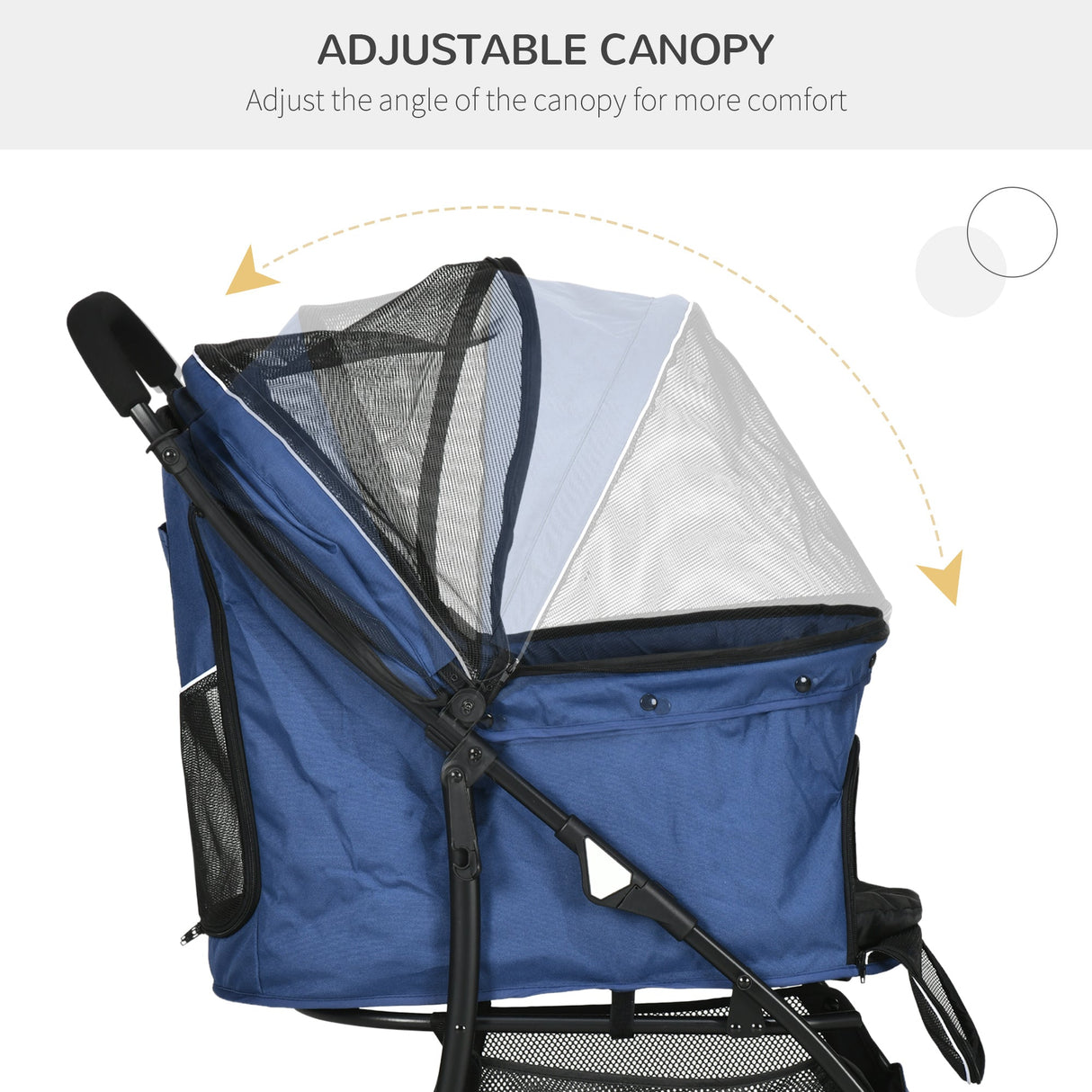 Compact Folding Pet Stroller - Large Carriage & Brakes for Small Sized Dogs, PawHut, Dark Blue