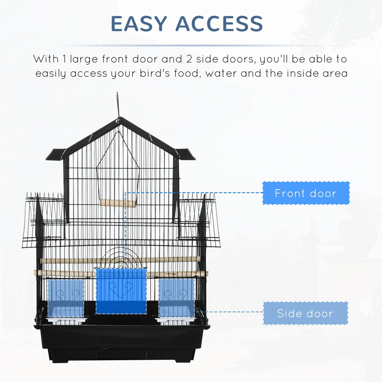 Compact Metal Bird Cage with Accessories for Small Birds, PawHut,