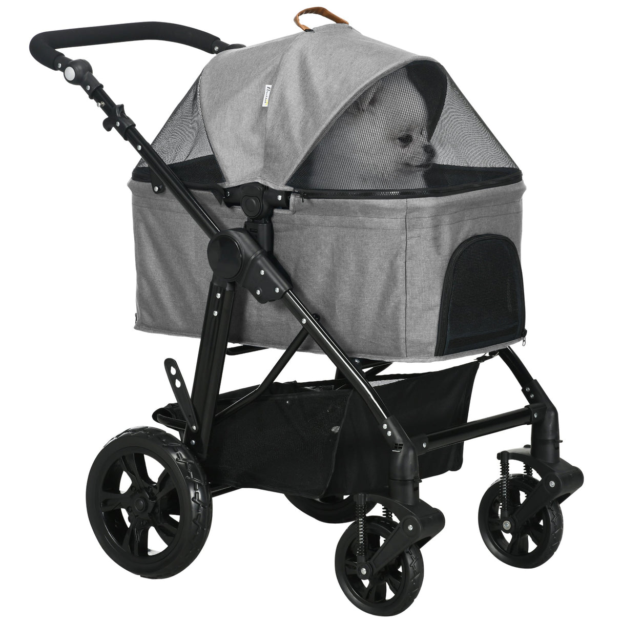 Convertible Pet Stroller & Carrier for Small Dogs - Grey, PawHut,