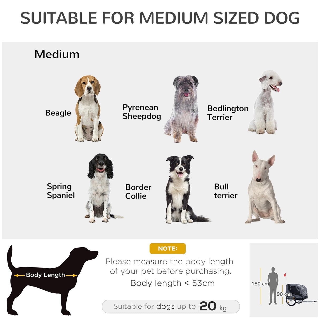 Deluxe Dog Trailer for Bikes: Secure & Weather-Proof - Grey, PawHut,