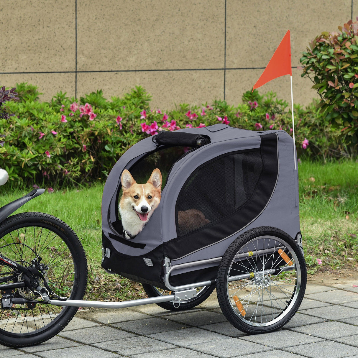 Deluxe Dog Trailer for Bikes: Secure & Weather-Proof - Grey, PawHut,