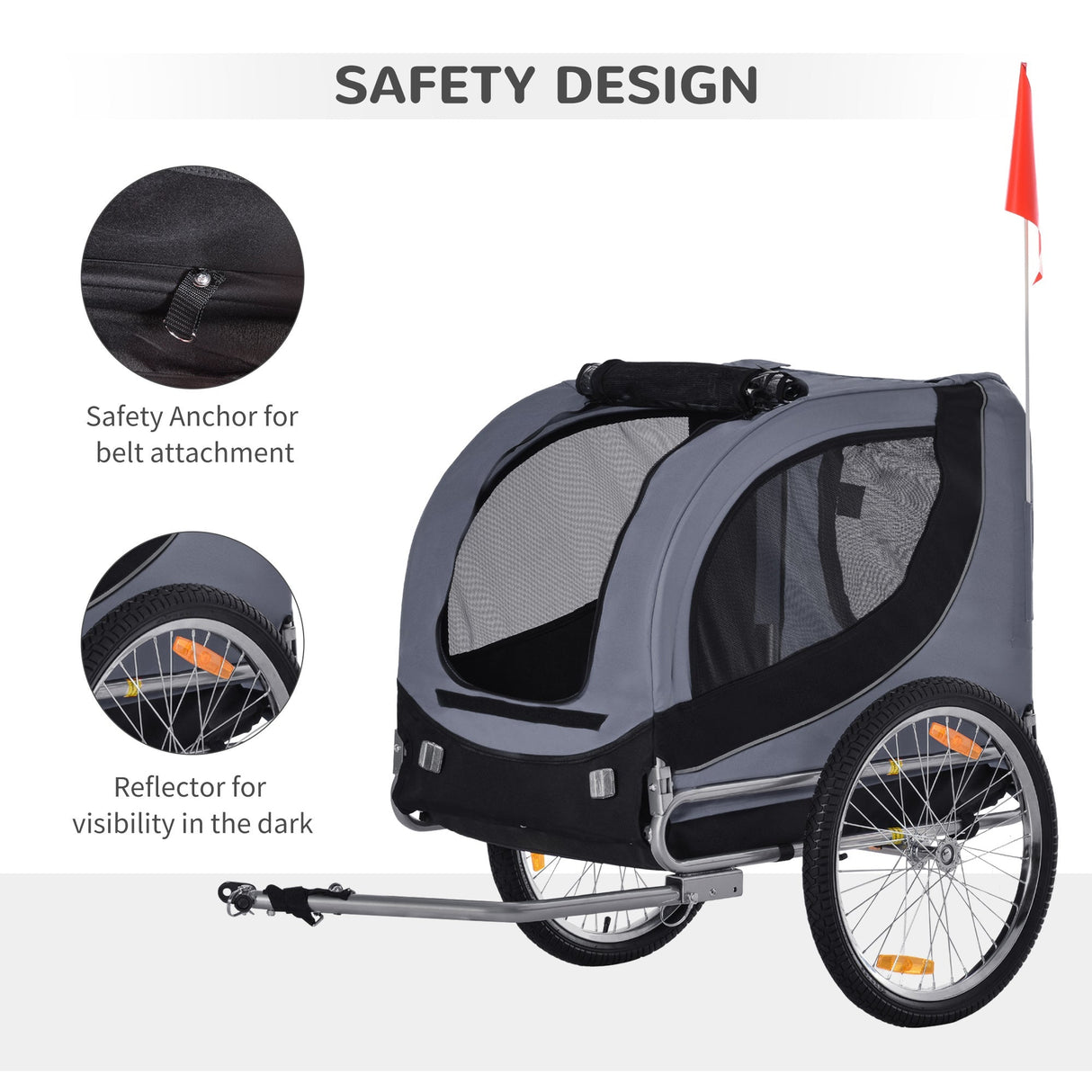 Deluxe Dog Trailer for Bikes: Secure & Weather-Proof - Grey, PawHut,