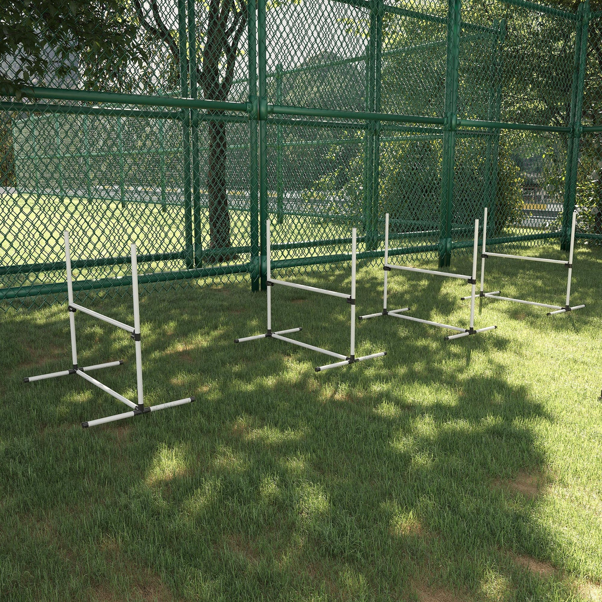 Dog Agility Training Equipment Height Adjustable Jumps Hurdle Set of 4 w/ Carrying Bag, PawHut,