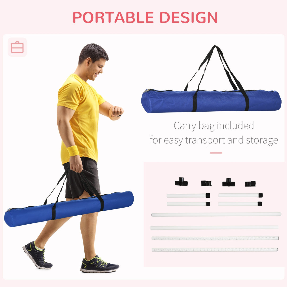 Dog Agility Training Equipment Height Adjustable Jumps Hurdle Set of 4 w/ Carrying Bag, PawHut,