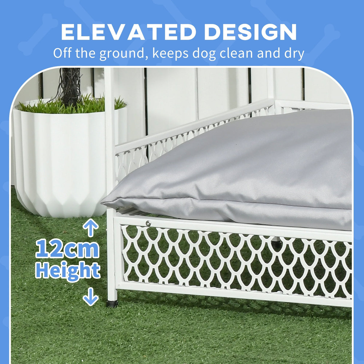 Dog Bed with Water-Resistant Sun Canopy, Elevated Dog Bed with Soft Cushion, for Indoors, Outdoors, Small, Medium Dogs, PawHut,