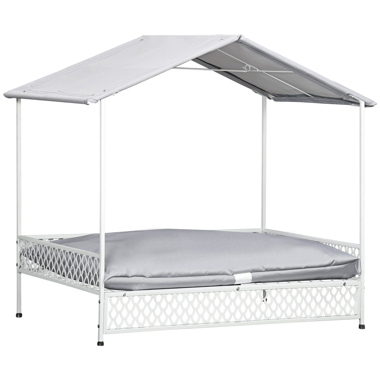 Dog Bed with Water-Resistant Sun Canopy, Elevated Dog Bed with Soft Cushion, for Indoors, Outdoors, Small, Medium Dogs, PawHut,