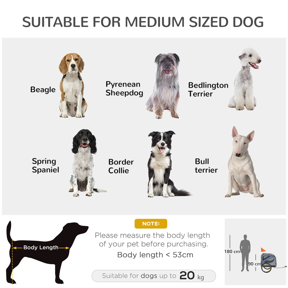 Dog Bike Trailer Folding Pet Trailer Dog Carrier Bicycle Steel Frame Jogger Stroller with Suspension, PawHut, Blue