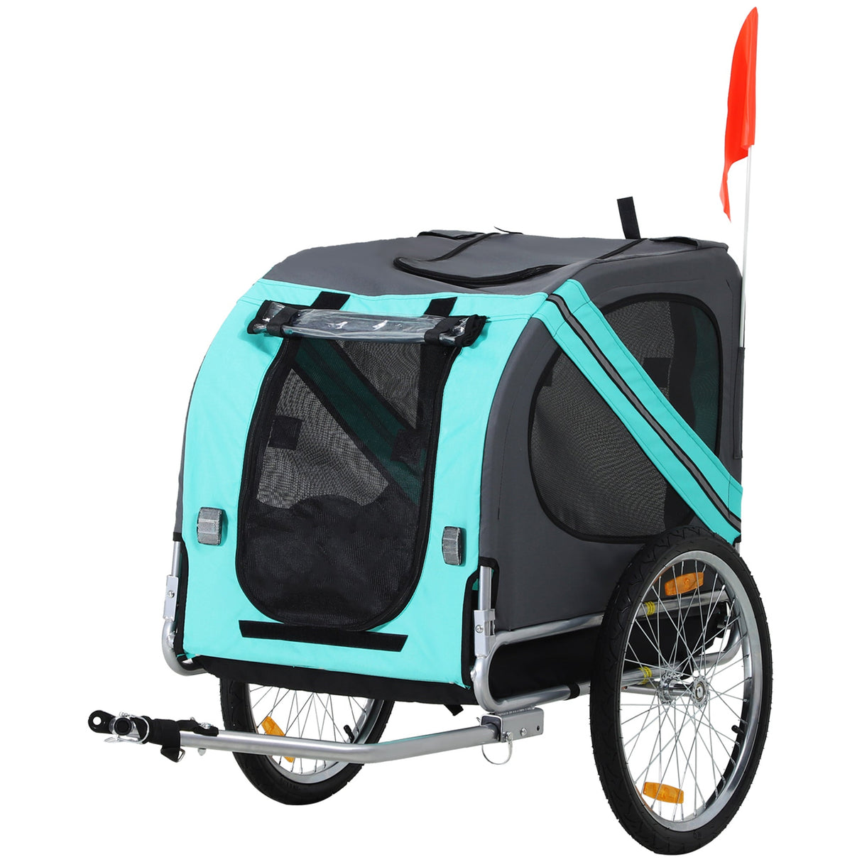 Dog Bike Trailer Folding Pet Trailer Dog Carrier Bicycle Steel Frame Jogger Stroller with Suspension, PawHut, Green